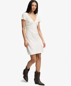 Printed Sweetheart Short Sleeve Mini Dress