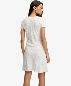 Printed Sweetheart Short Sleeve Mini Dress