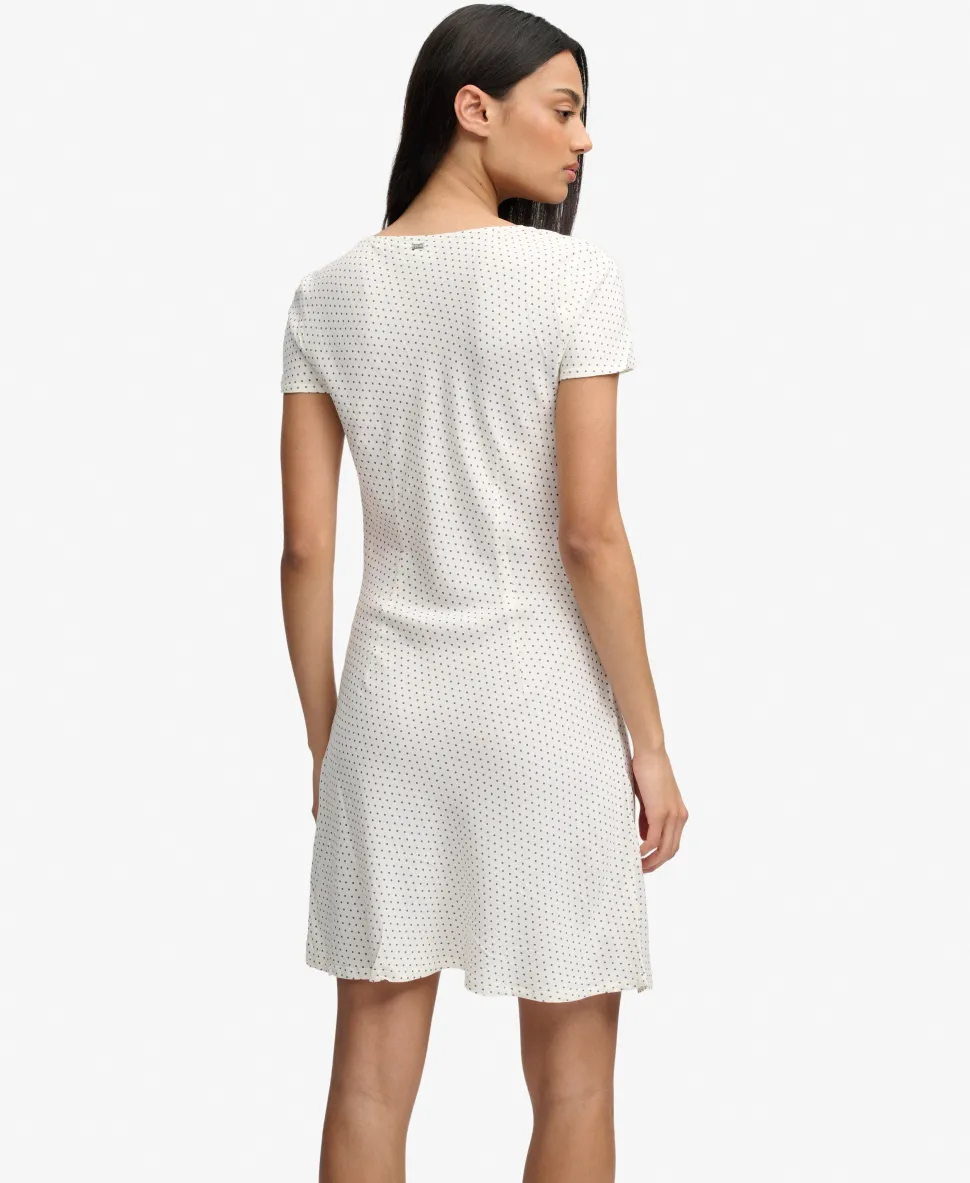 Printed Sweetheart Short Sleeve Mini Dress