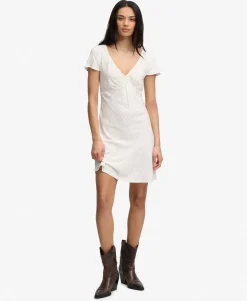 Printed Sweetheart Short Sleeve Mini Dress