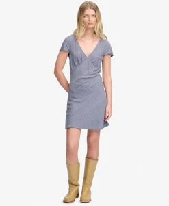 Printed Sweetheart Short Sleeve Mini Dress