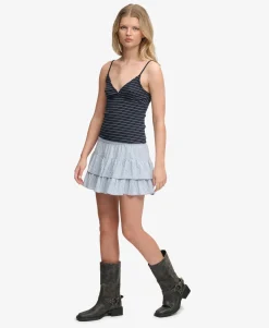 Printed Tiered Mini Skirt