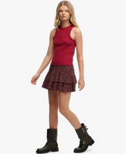 Printed Tiered Mini Skirt