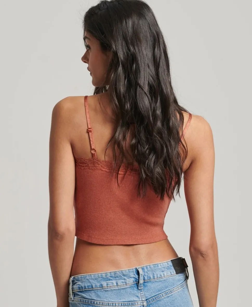 Rib Lace Trim Cami Top
