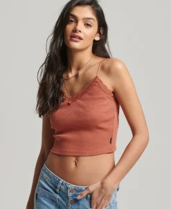 Rib Lace Trim Cami Top