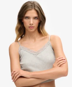 Rib Lace Trim Cami Top