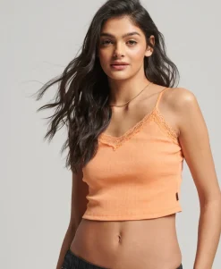 Rib Lace Trim Cami Top