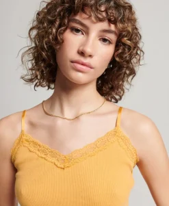 Rib Lace Trim Cami Top