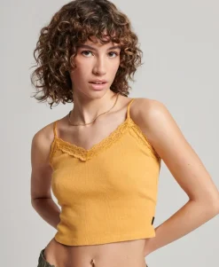 Rib Lace Trim Cami Top