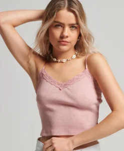 Rib Lace Trim Cami Top