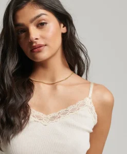 Rib Lace Trim Cami Top