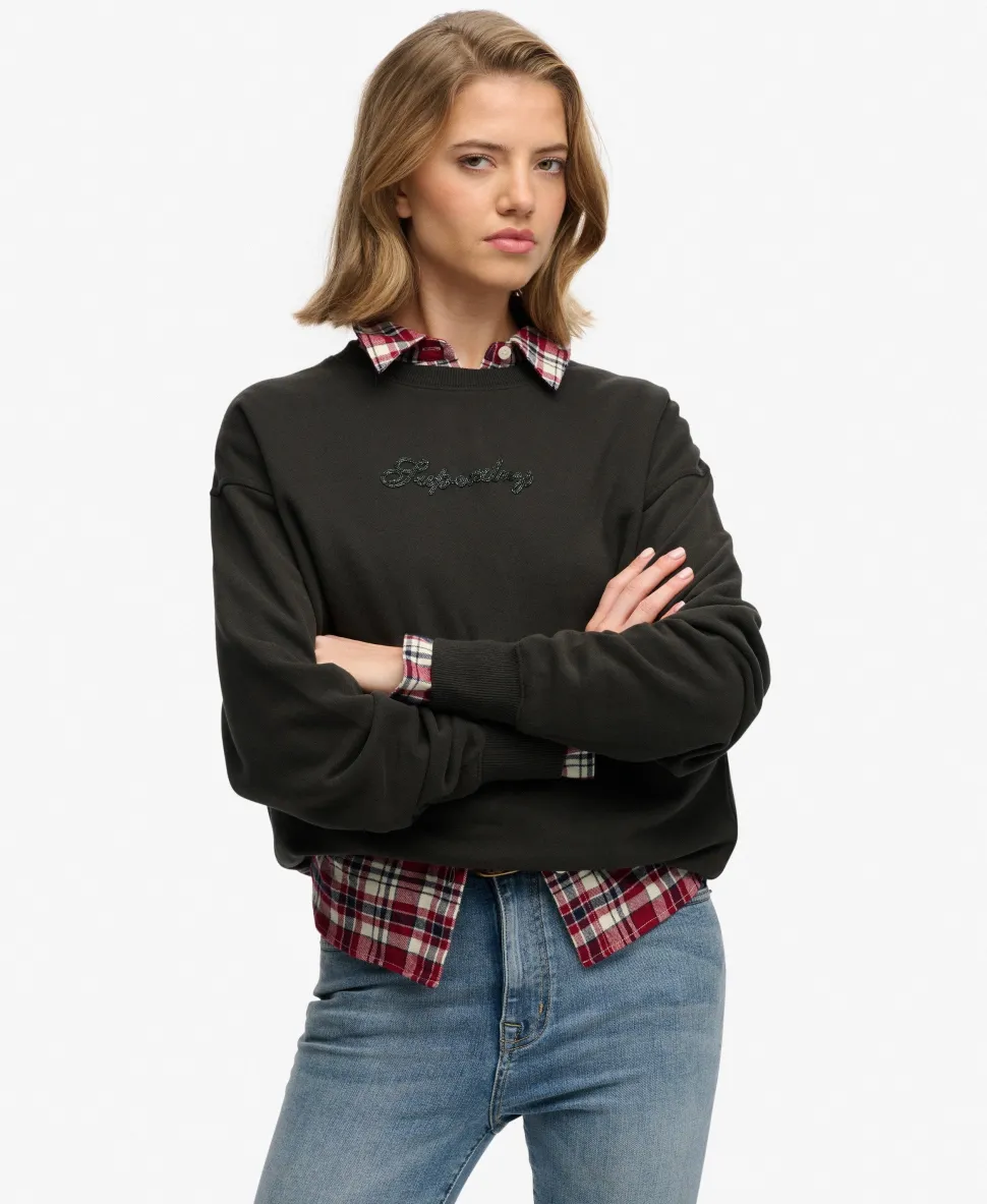 Script Brand Loose Crew Sweatshirt