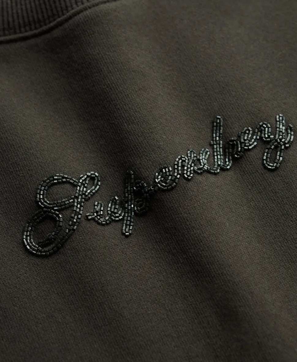 Script Brand Loose Crew Sweatshirt