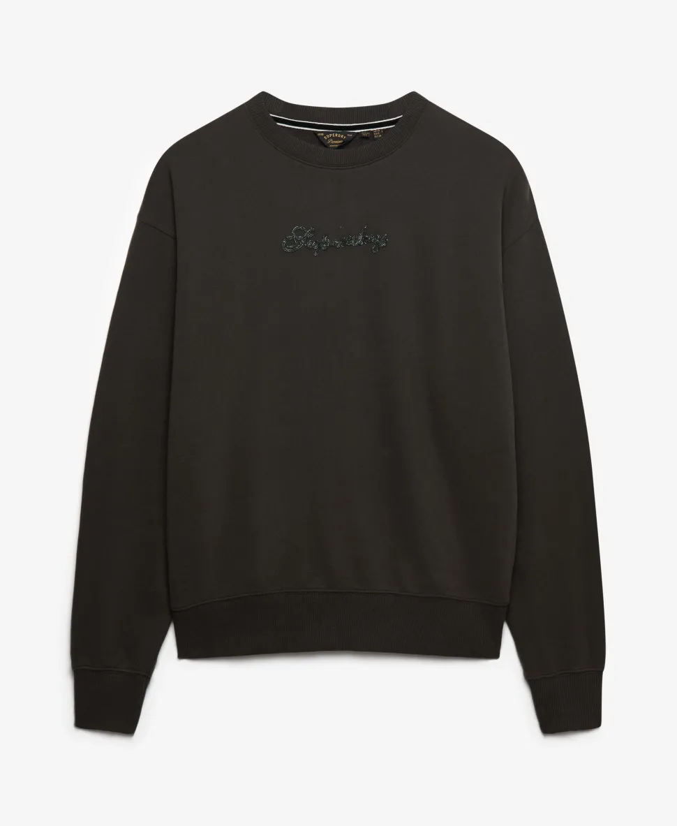 Script Brand Loose Crew Sweatshirt