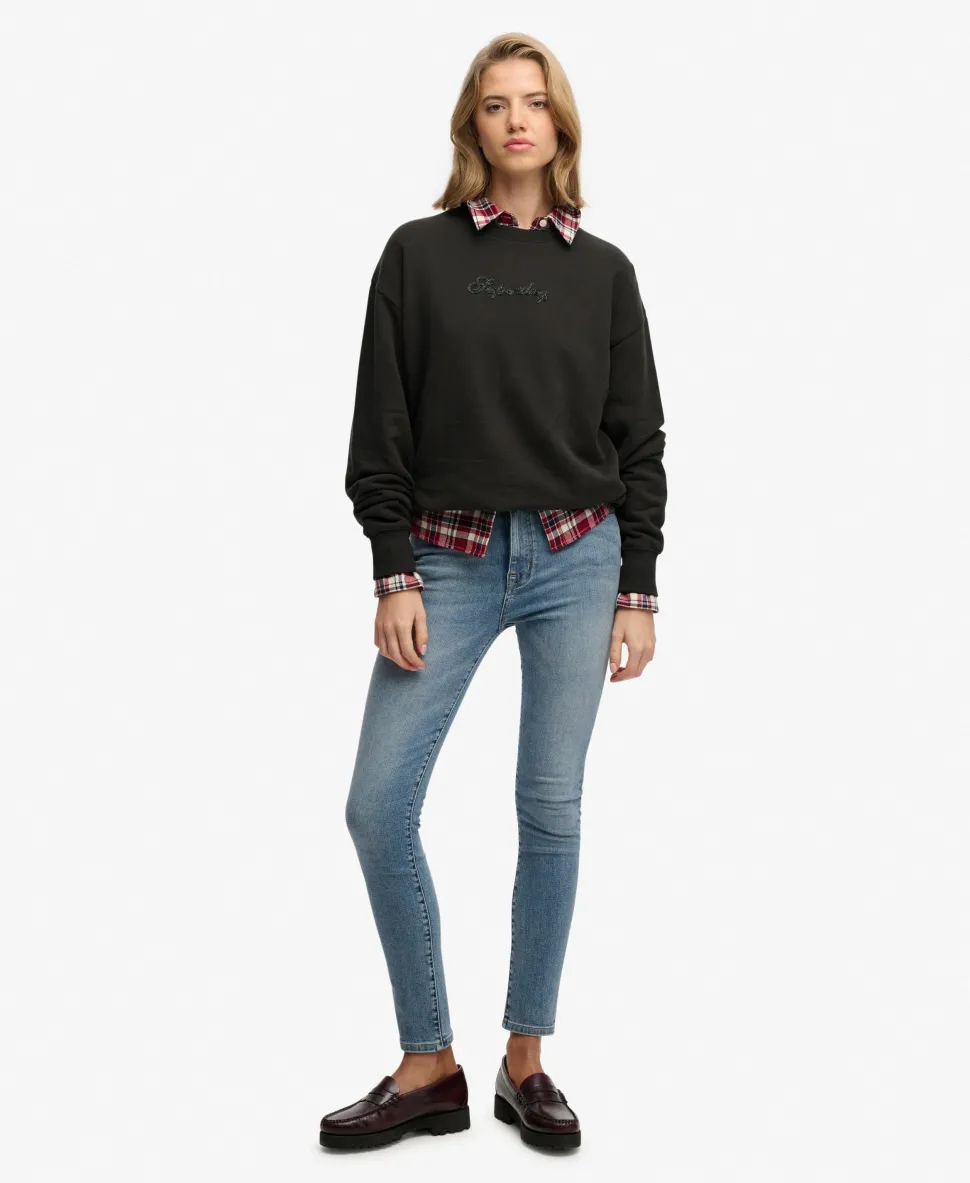 Script Brand Loose Crew Sweatshirt