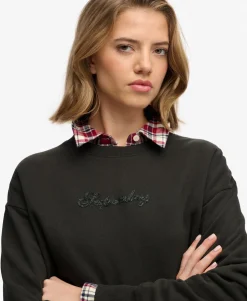 Script Brand Loose Crew Sweatshirt