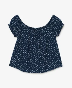 Short Sleeve Half Button Woven Top