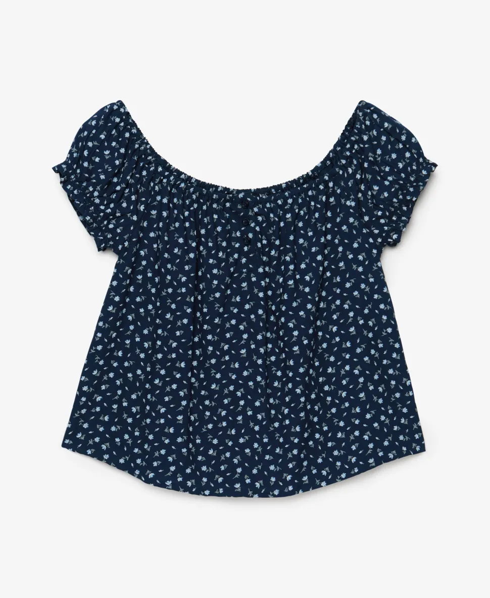 Short Sleeve Half Button Woven Top