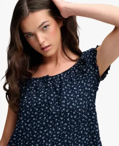 Short Sleeve Half Button Woven Top
