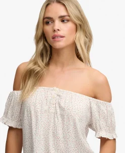 Short Sleeve Half Button Woven Top