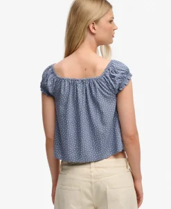 Short Sleeve Half Button Woven Top