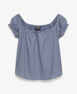 Short Sleeve Half Button Woven Top