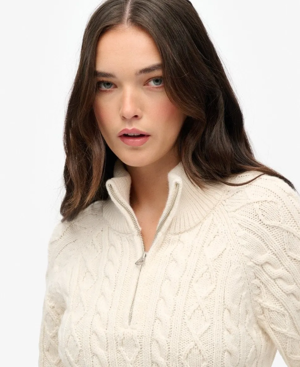 Slim Cable Half Zip Knit Jumper