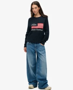 Slouchy Cable Flag Knit Jumper