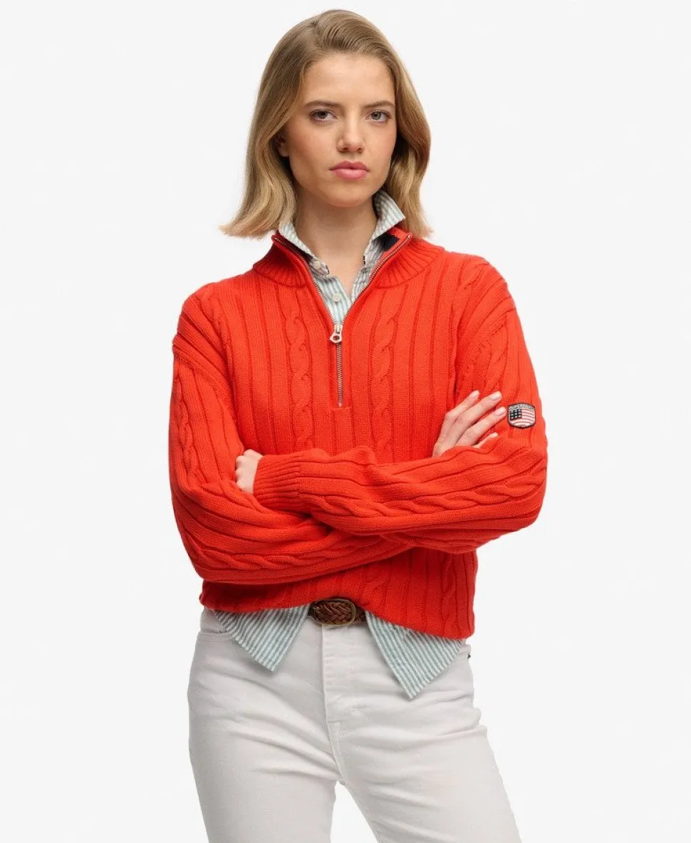 Slouchy Cable Half Zip Jumper