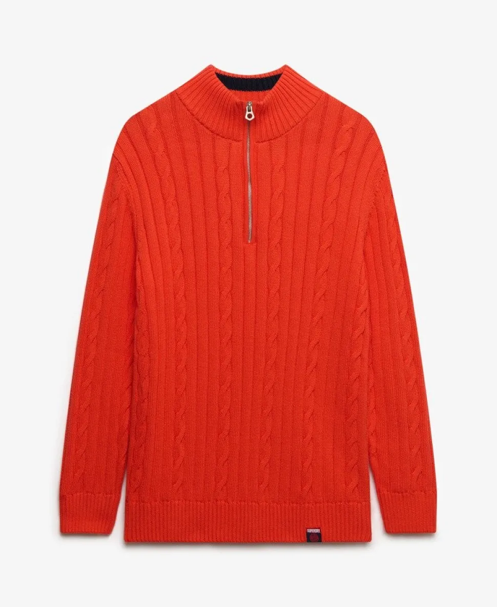 Slouchy Cable Half Zip Jumper