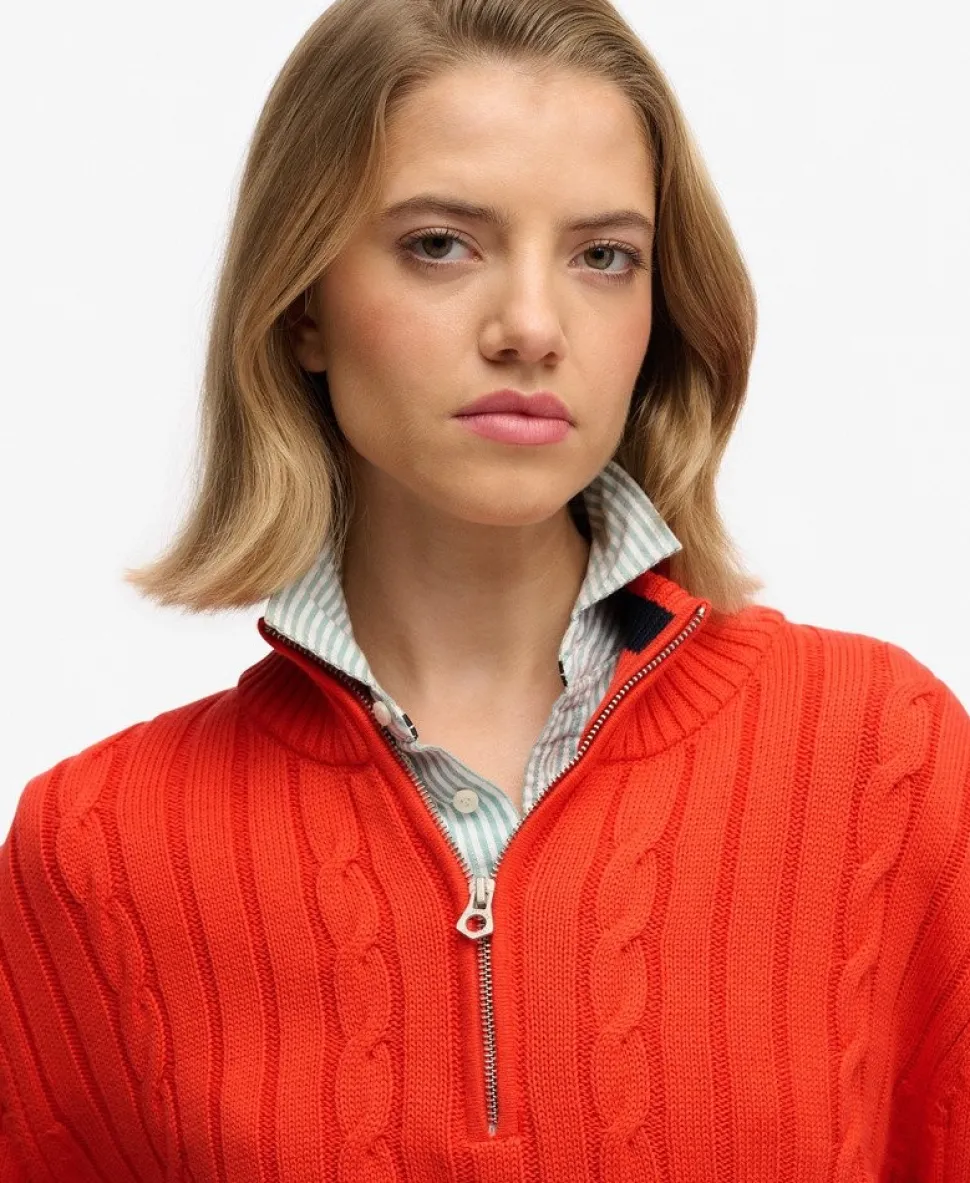Slouchy Cable Half Zip Jumper