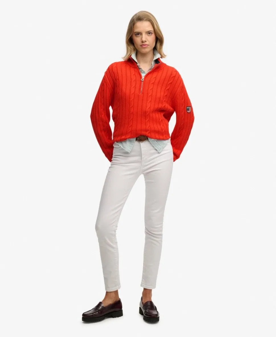 Slouchy Cable Half Zip Jumper