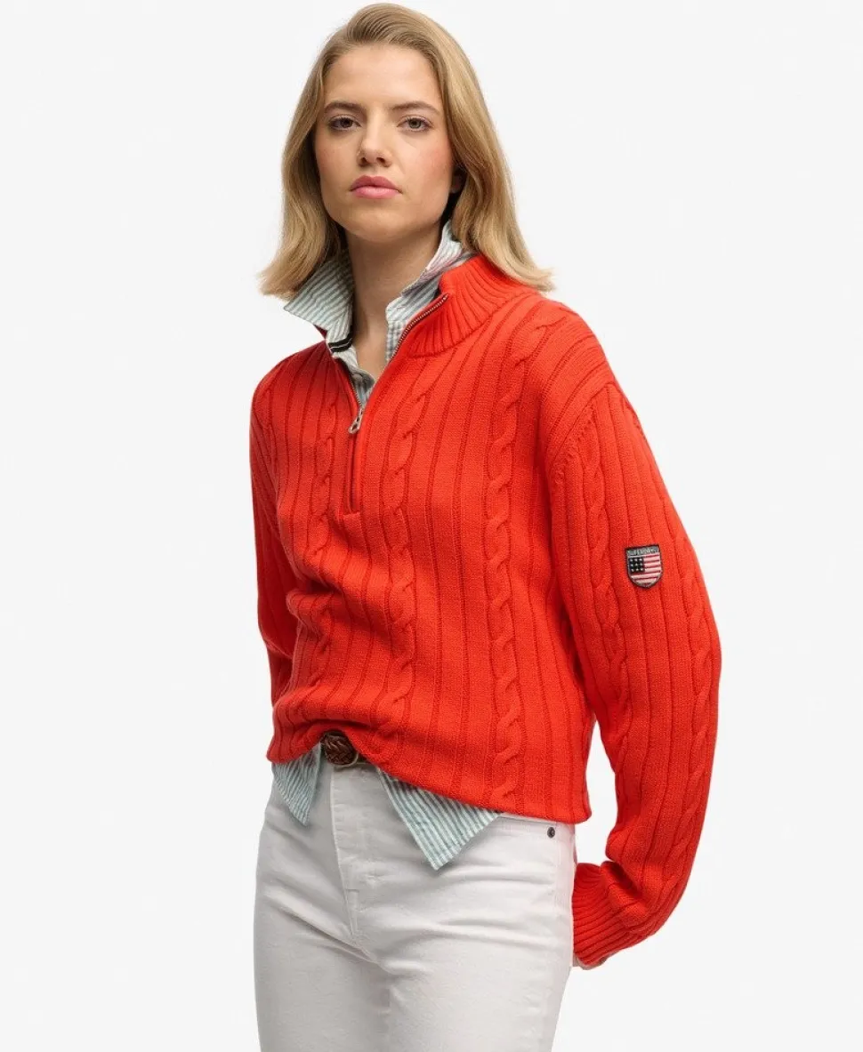 Slouchy Cable Half Zip Jumper