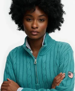 Slouchy Cable Half Zip Jumper