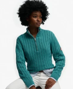 Slouchy Cable Half Zip Jumper