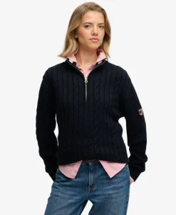Slouchy Cable Half Zip Jumper