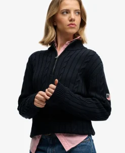 Slouchy Cable Half Zip Jumper