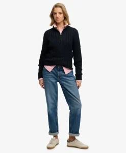 Slouchy Cable Half Zip Jumper