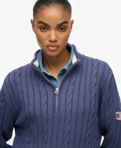 Slouchy Cable Half Zip Jumper