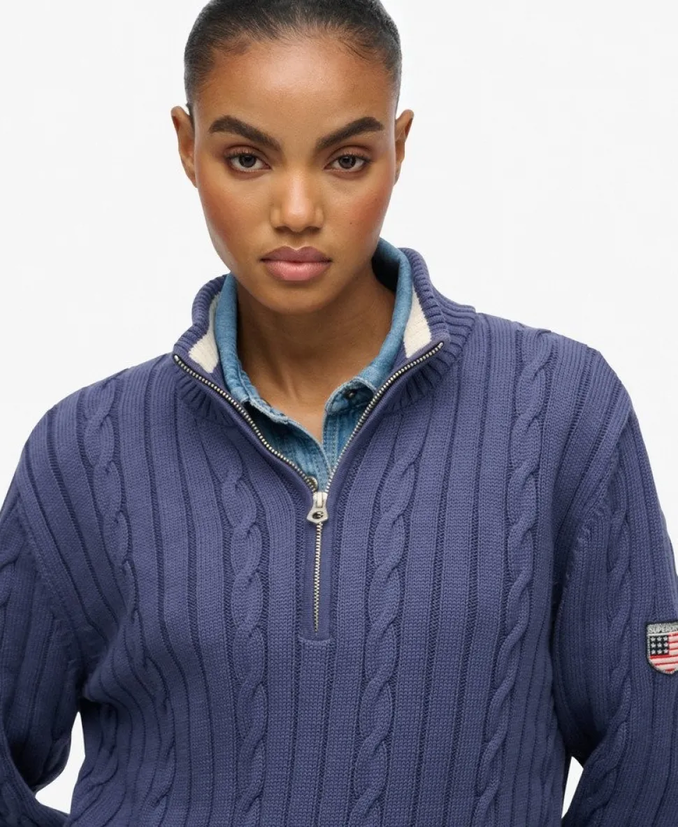 Slouchy Cable Half Zip Jumper