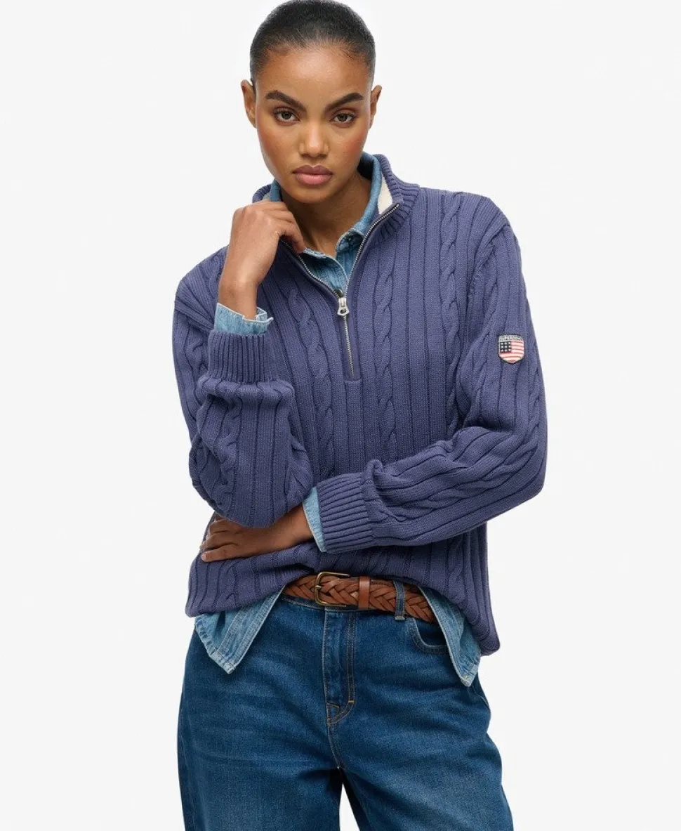 Slouchy Cable Half Zip Jumper