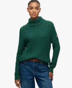Slouchy Cable Roll Neck Jumper