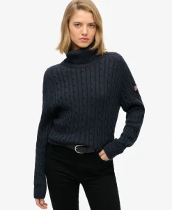Slouchy Cable Roll Neck Jumper
