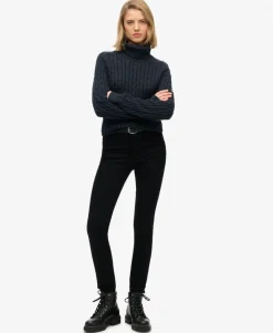 Slouchy Cable Roll Neck Jumper