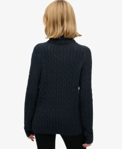 Slouchy Cable Roll Neck Jumper