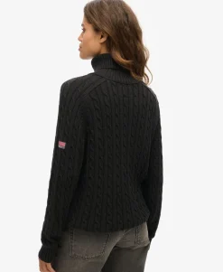 Slouchy Cable Roll Neck Jumper