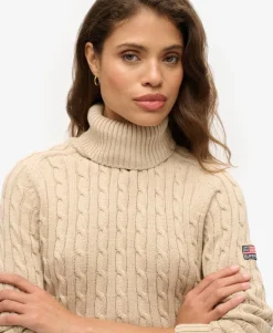 Slouchy Cable Roll Neck Jumper
