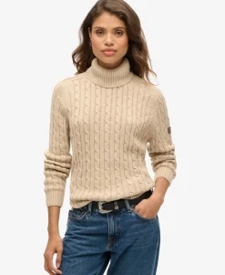 Slouchy Cable Roll Neck Jumper
