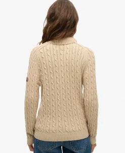 Slouchy Cable Roll Neck Jumper