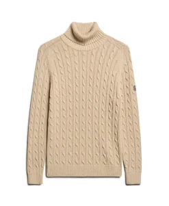Slouchy Cable Roll Neck Jumper